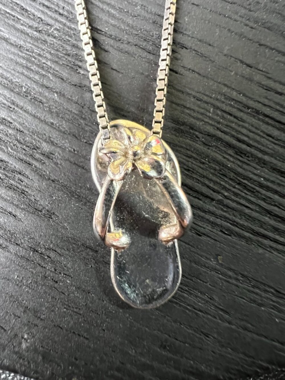 Na Hoku Sterling Plumeria Flip Flop (Slipper) Pendant Necklace